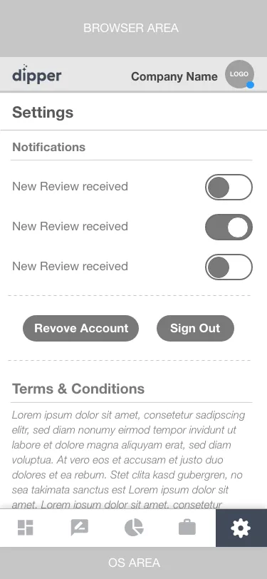 Settings screen