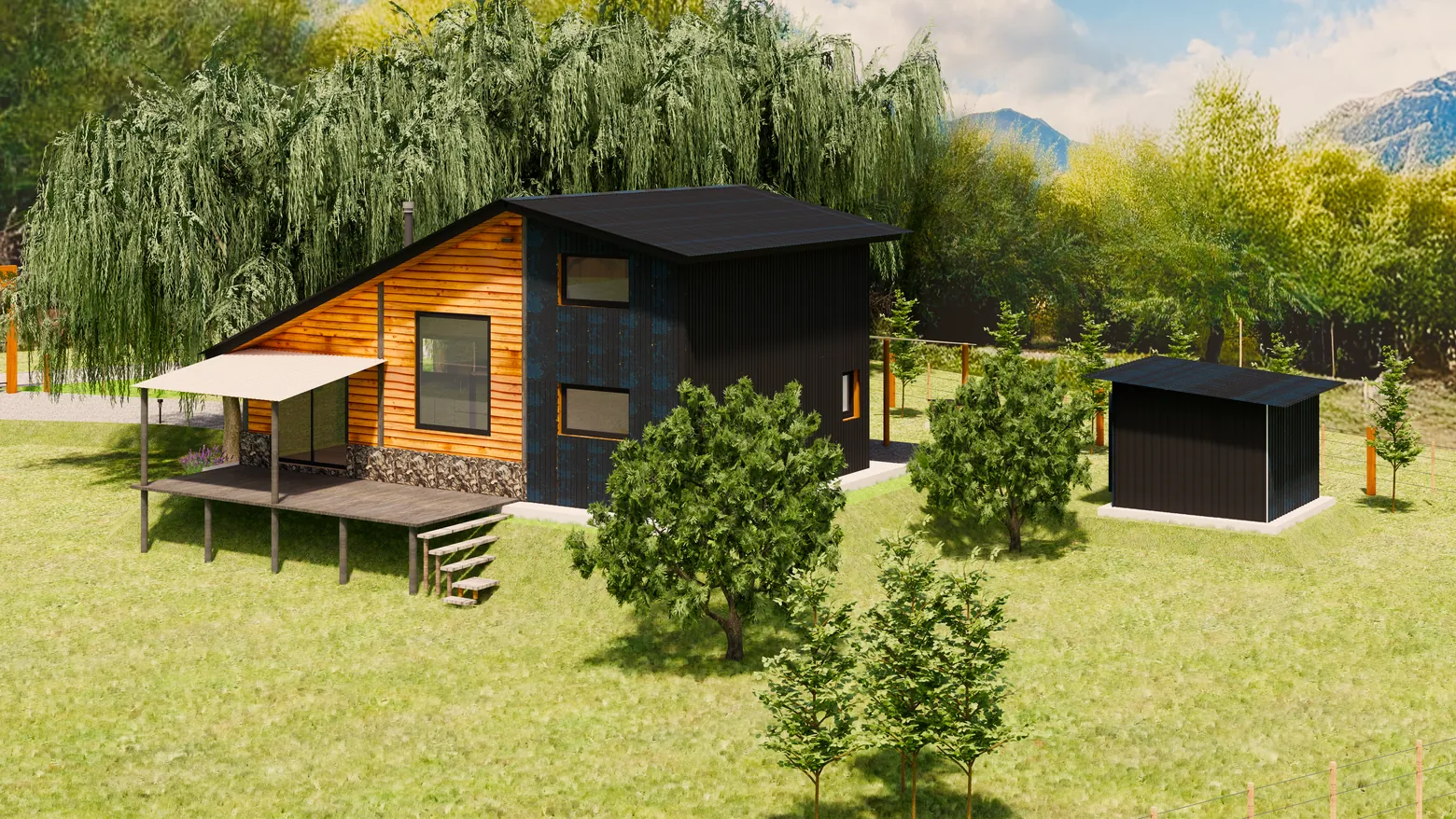 Exterior render at dusk